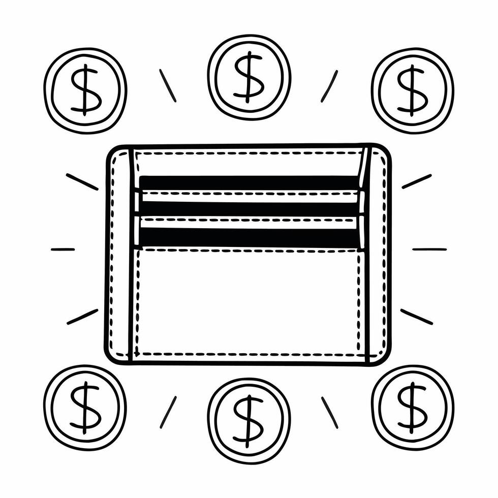 Levitating Wallet with Currency Symbols concept as A minimalist of a wallet floating with currency symbols around it isolated on a white background The design highlights pa Squre Set 2 vector