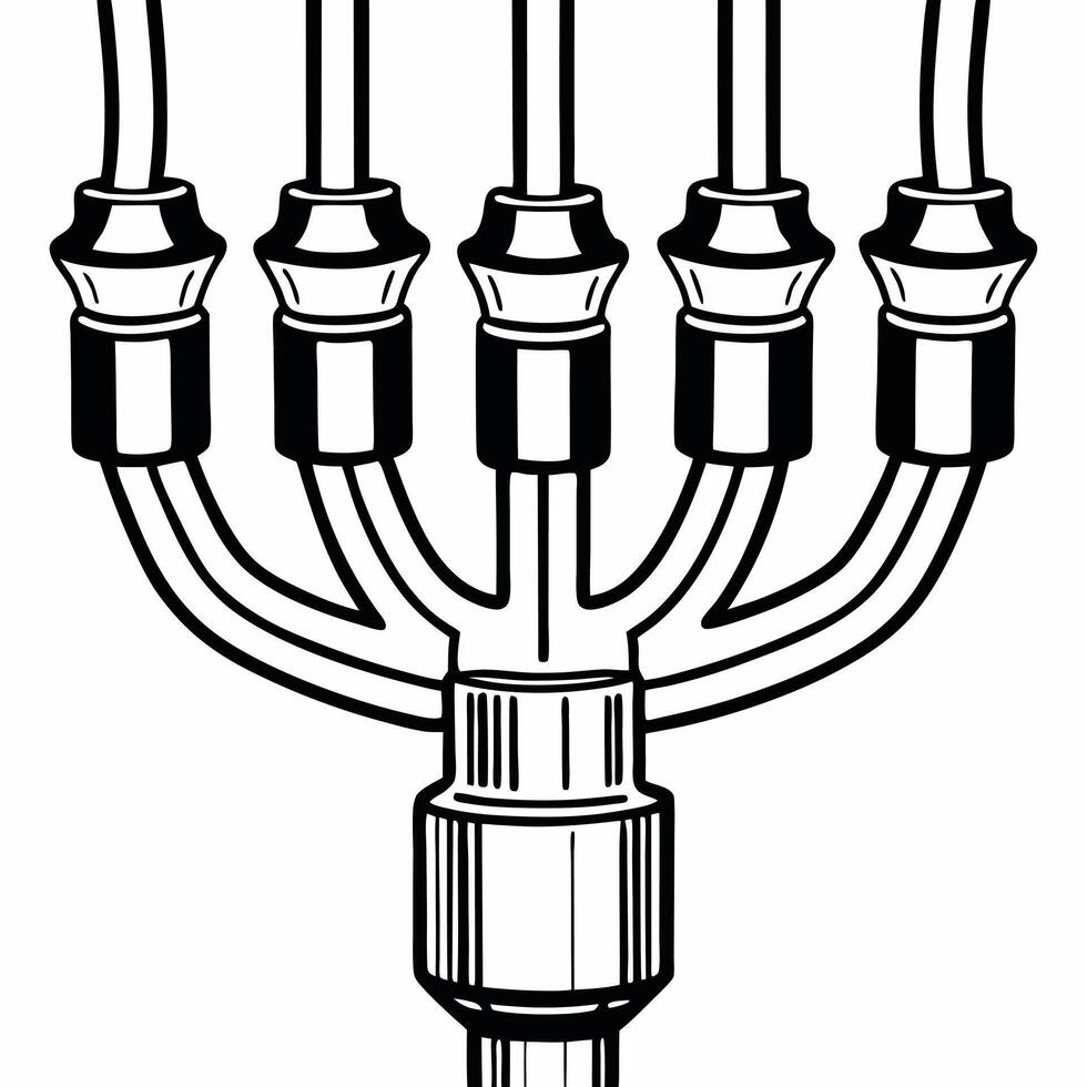 Macro of futuristic Hanukkah menorah flame with holographic glow concept as A detailed close up of a futuristic Hanukkah menorah flame that has a holographic glow blending traditio Squre vector