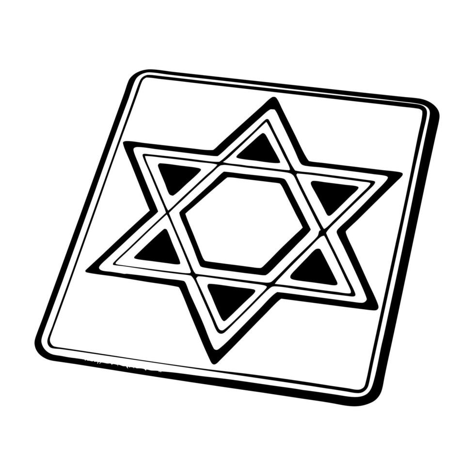 Macro of Star of David etched into glowing metallic surface concept as A macro shot of a Star of David etched into a glowing metallic surface blending tradition with modern high te Squre vector