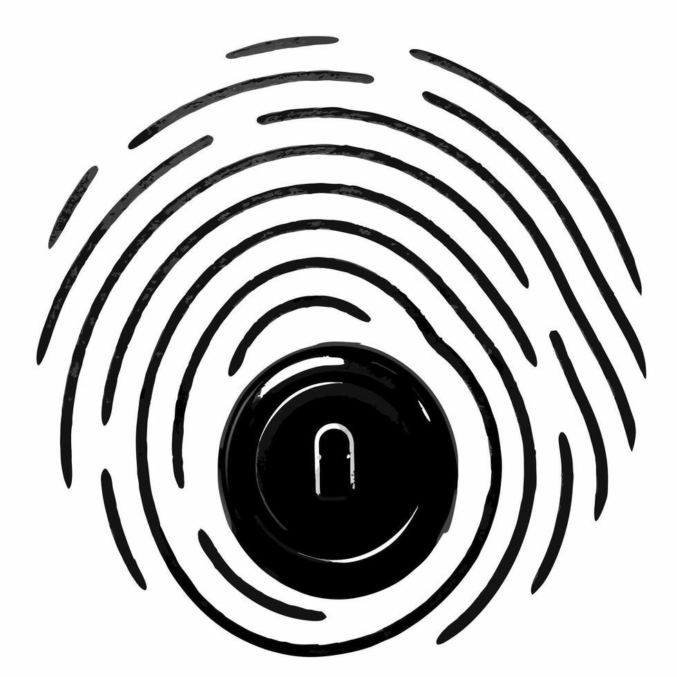 Macro shot of a digital fingerprint unlocking a glowing padlock symbolizing security and rights concept as A macro close up shot of a glowing fingerprint unlocking a digital padloc Squre vector