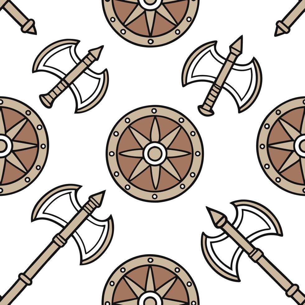 Merge ancient Viking symbols with Nordic design elements for seamless tile patterns using symbols like shields and axes concept as Infuse ancient Viking imagery with modern Scandi Squre vector