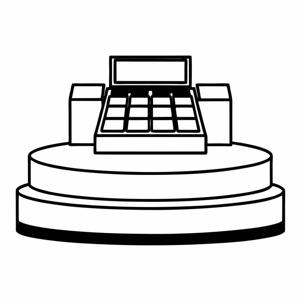 Minimalist Podium with Coupon Code and Cash Register concept as A minimalist podium featuring a coupon code and a cash register isolated on a white background The design provides Squre vector