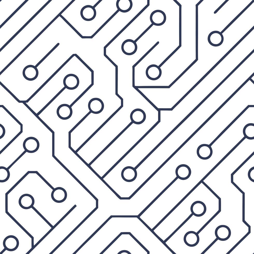 Modern techno circuits tile pattern featuring crisp digital lines and intricate circuit overlays isolated white balance exuding futuristic precision concept as Crisp digital lines Squre vector