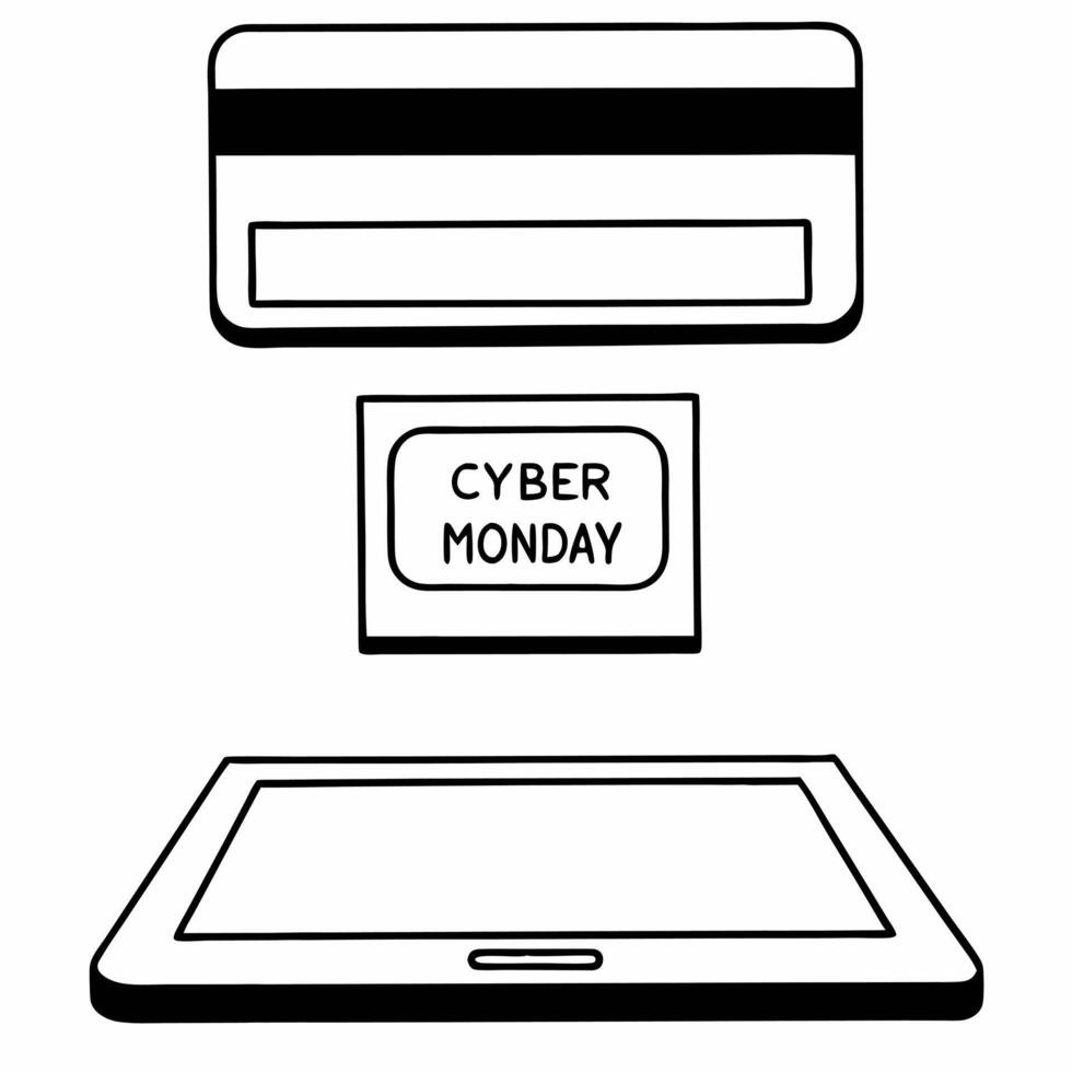 Plain background with floating credit card and glowing Cyber Monday banner concept as A plain background with a floating credit card and a glowing Cyber Monday banner representing Squre vector