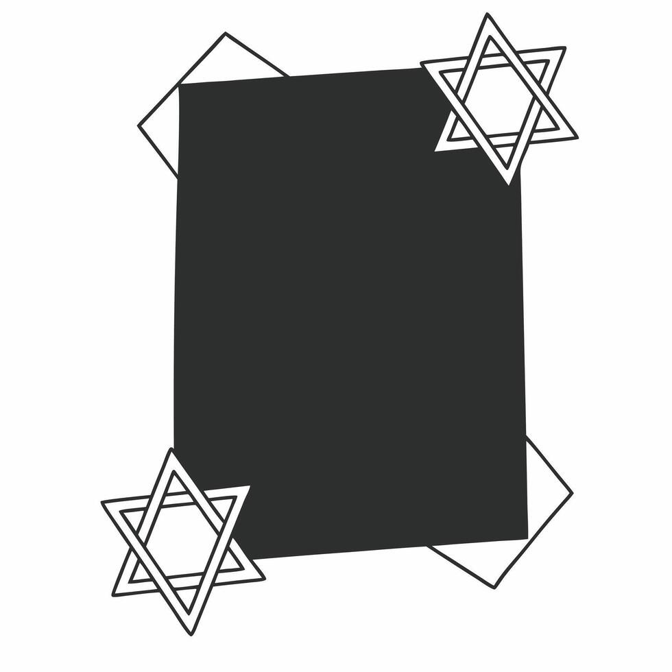 Plain navy blue background with Star of David holographic accents copy space concept as A plain navy blue background featuring holographic Star of David accents in the corners leav Squre vector