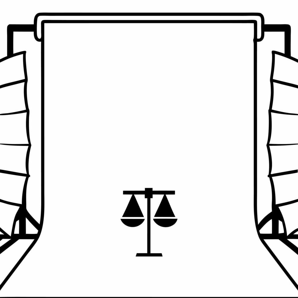Plain white background with simple legal scales icon copy space for justice message concept as A plain white background featuring a small icon of legal scales symbolizing justice a Squre vector