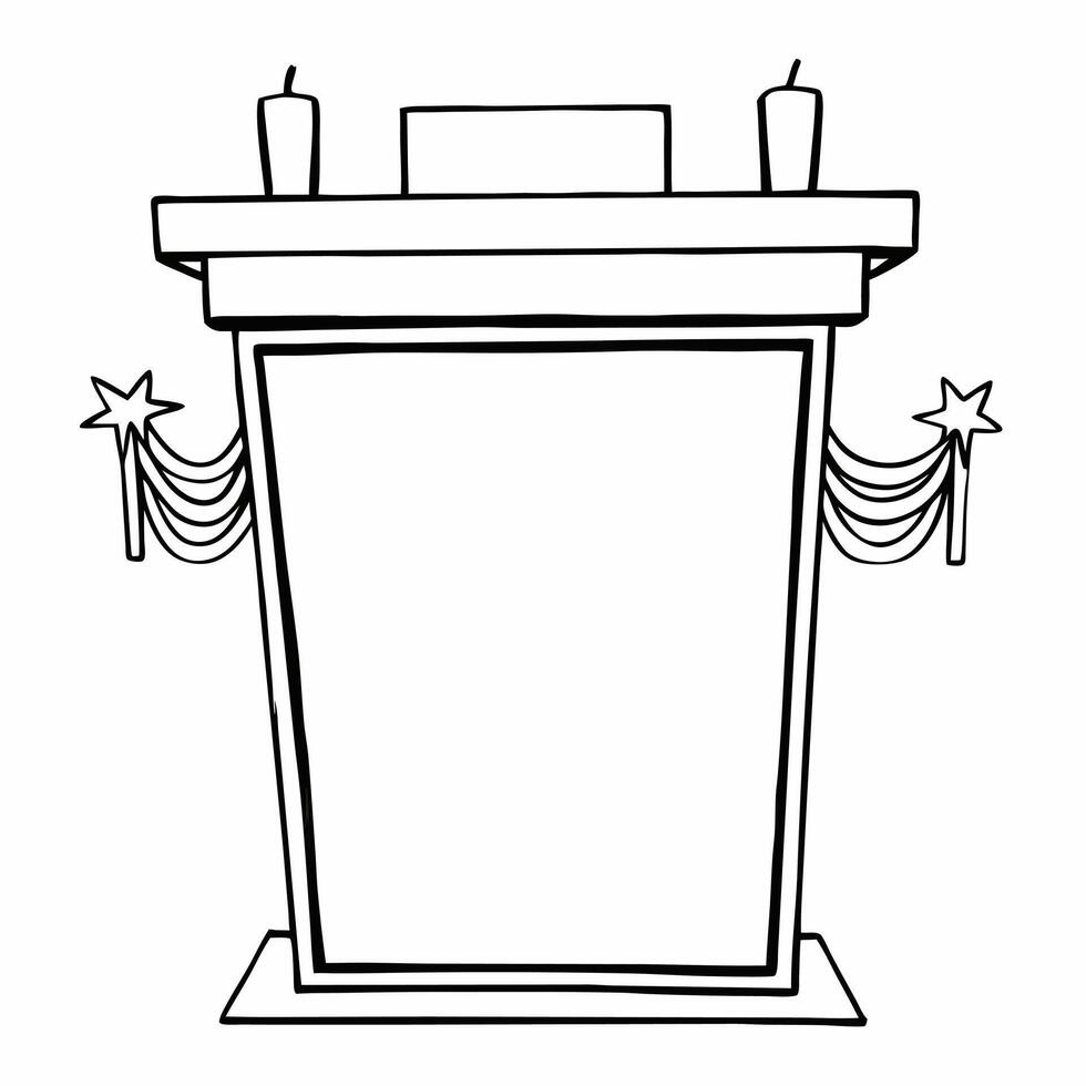 Podium with Hanukkah gelt and dreidels on sides copy space on top concept as A podium with Hanukkah gelt and dreidels positioned on either side with copy space available on the top Squre vector