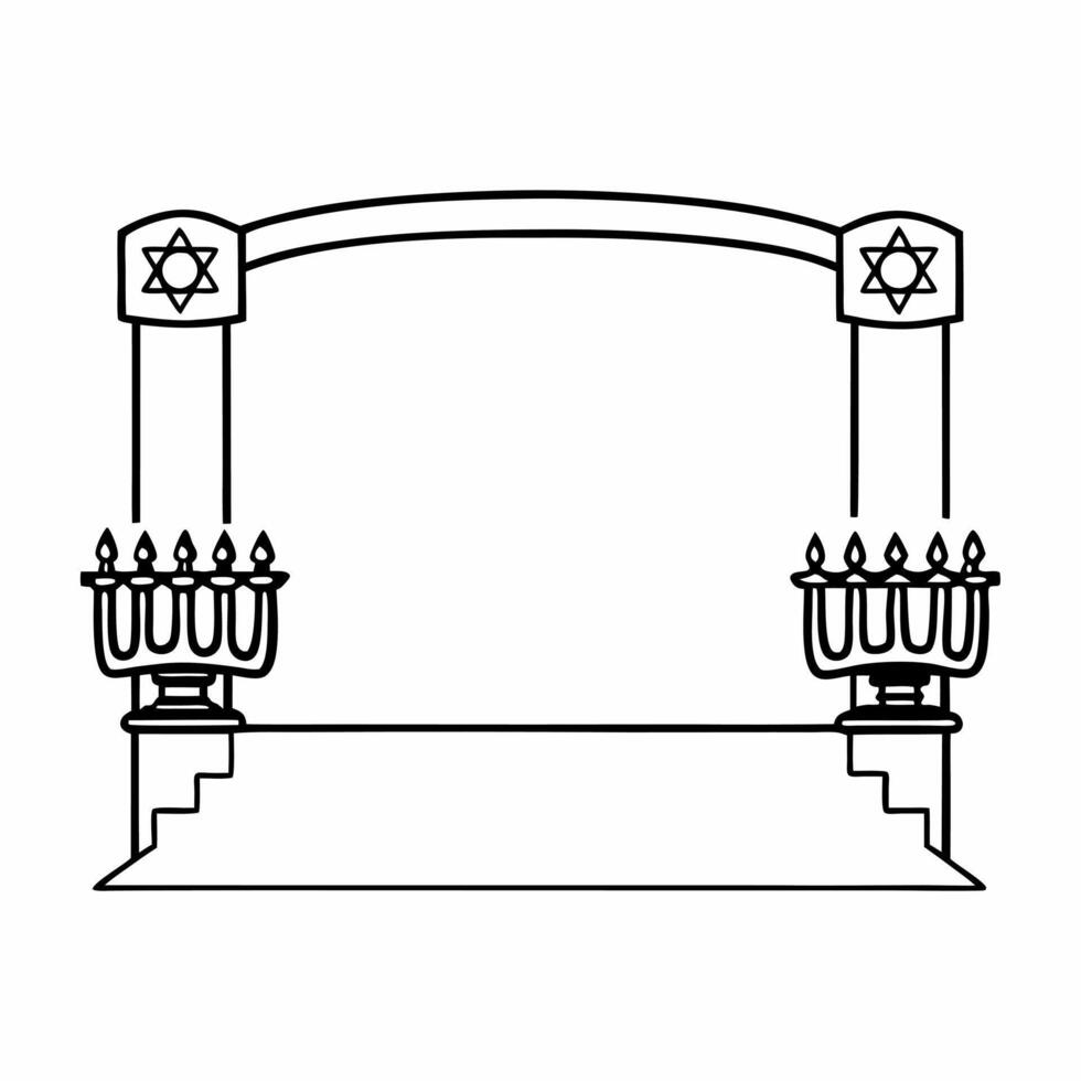 Podium with menorah and dreidel symbols on sides copy space on top concept as A podium design with menorah and dreidel symbols on either side leaving the top area for ample copy sp Squre vector