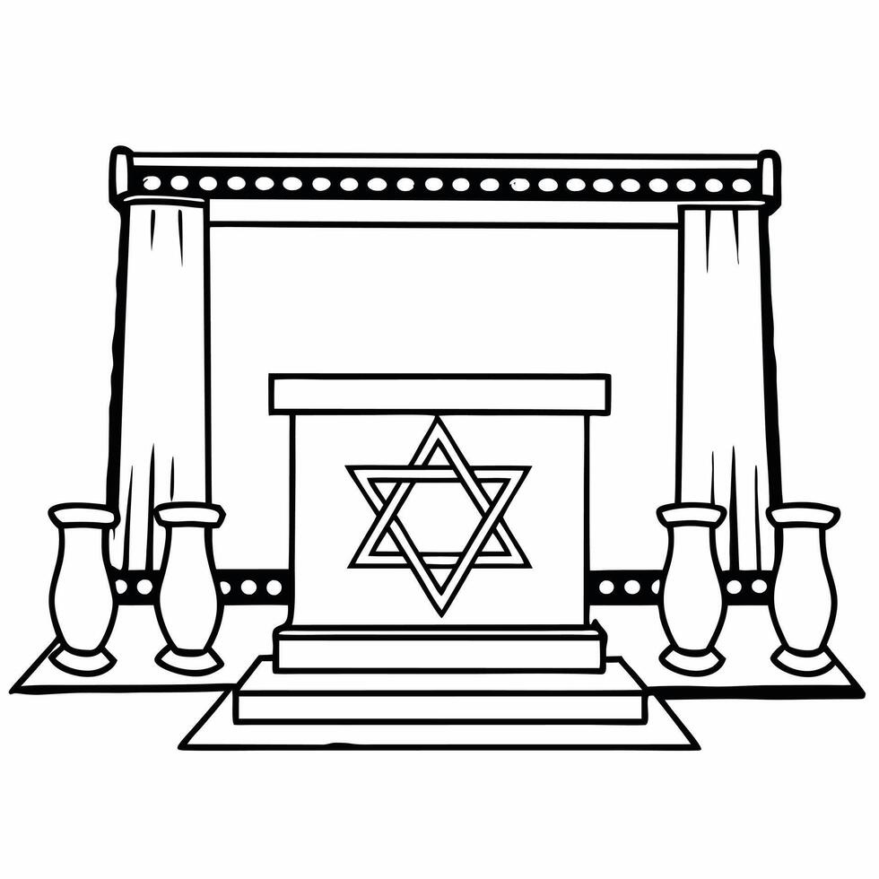 Podium with Star of David and oil jug on sides copy space on base concept as A podium design featuring the Star of David and an oil jug on either side with ample copy space on the Squre vector