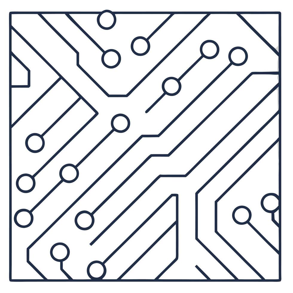 Produce abstract circuit squares angled connectors extensive white background projecting advanced hi tech patterns concept as Circuit squares meet angled connectors in repeated for Squre vector