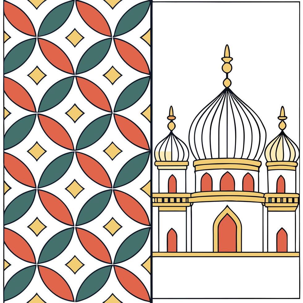 Produce seamless tile patterns featuring Asian cultural motifs balanced with modern minimalist design and clean white space concept as Asian cultural motifs seamlessly integrated i Squre Set 2 vector