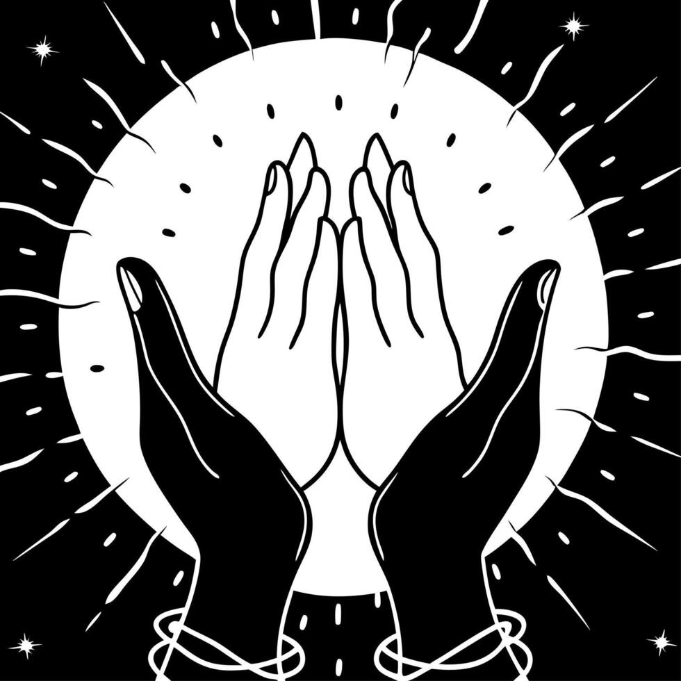 Radiant digital art of hands offering Labh Pancham blessings concept as A glowing abstract digital art featuring hands extended forward in a gesture of offering surrounded by vibra Squre Set 2 vector