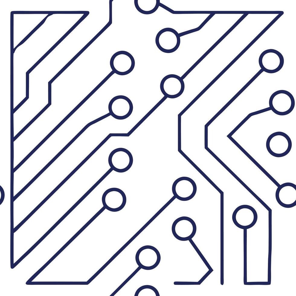 Refined techno circuits seamless design featuring abstract electronic networks and digital blueprint details isolated white balance artistic fusion concept as Abstract digital blue Squre vector