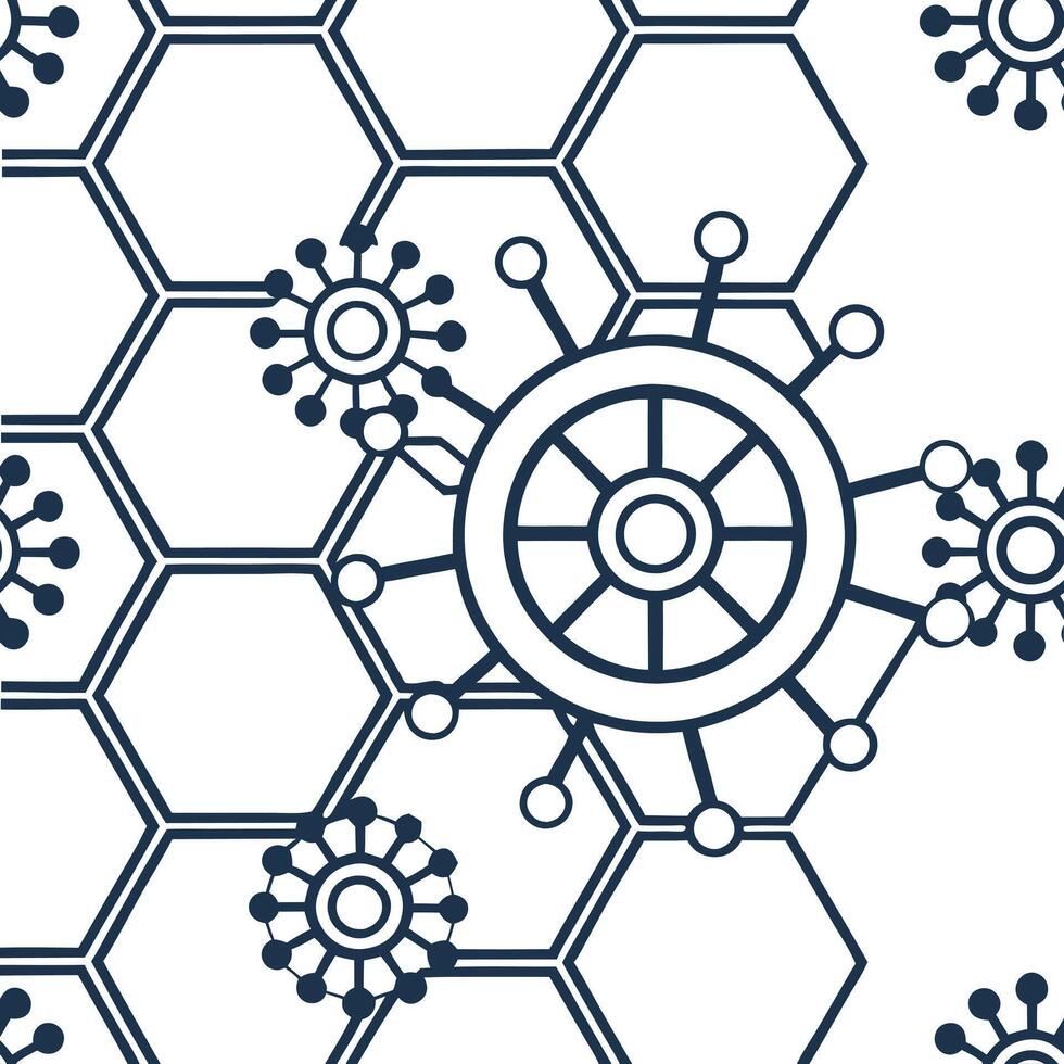 Refined seamless pattern with intricate cyber elements arranged in modular tiles and isolated whitebalance delivering hightech digital precision concept as Intricate cyber elements Squre vector