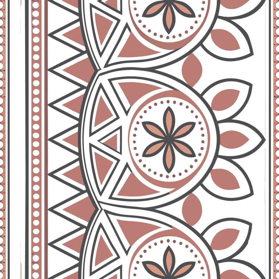 Refine ornamental geometry unify boho style color palette embed tribal art for consistent pattern design Clean vector