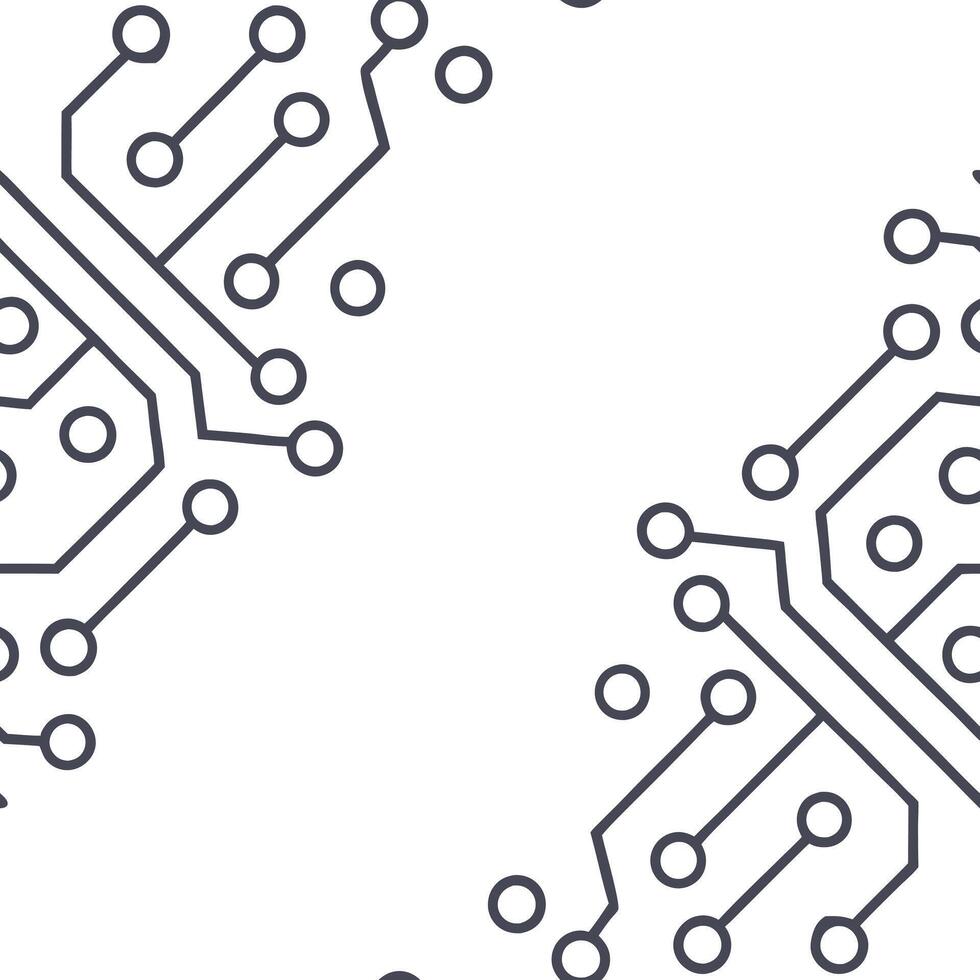 Seamless tile design showcasing futuristic circuit board patterns in metallic tones reflecting advanced technological interfaces concept as A sleek scene displaying interconnected Squre vector
