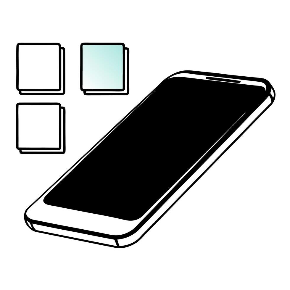 Smartphone with Holographic Spending Icons concept as A sleek smartphone placed on a white surface with holographic icons representing spending glowing in vibrant colors The devic Squre vector