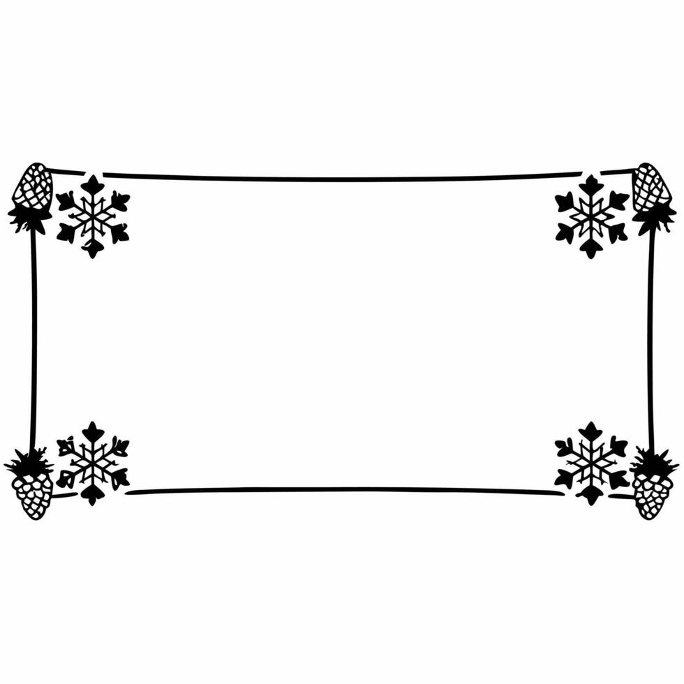 Snowflakes and pinecones border with copy space for winter product display concept as A border featuring falling snowflakes and pinecones on opposite corners framing a large copy s Squre vector