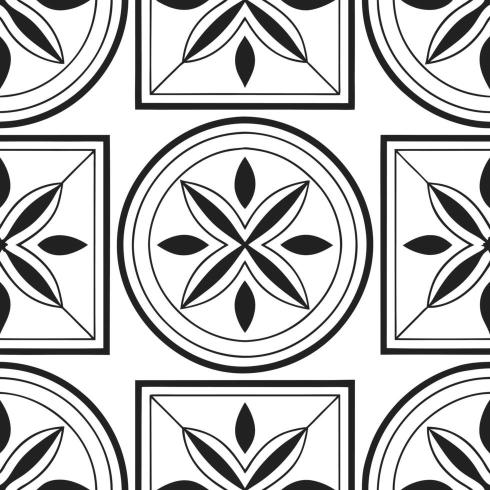 Visualize balanced tribal tile patterns with contrasting shapes minimal shading uniform borders bright negative space highlight concept as Contrasting forms capture ethnic feel M Squre vector