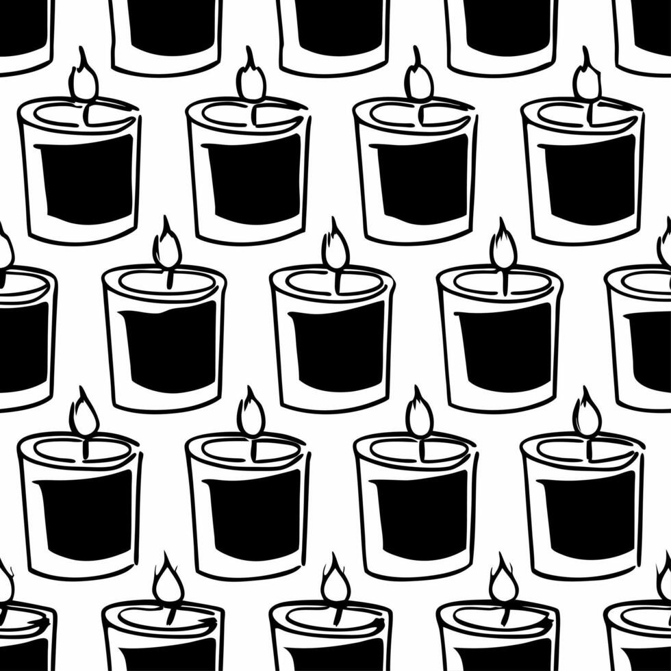 Watercolor Hanukkah candles in upcycled glass holders on seamless tile design concept as A seamless watercolor tile pattern featuring Hanukkah candles placed in upcycled glass hold Squre vector