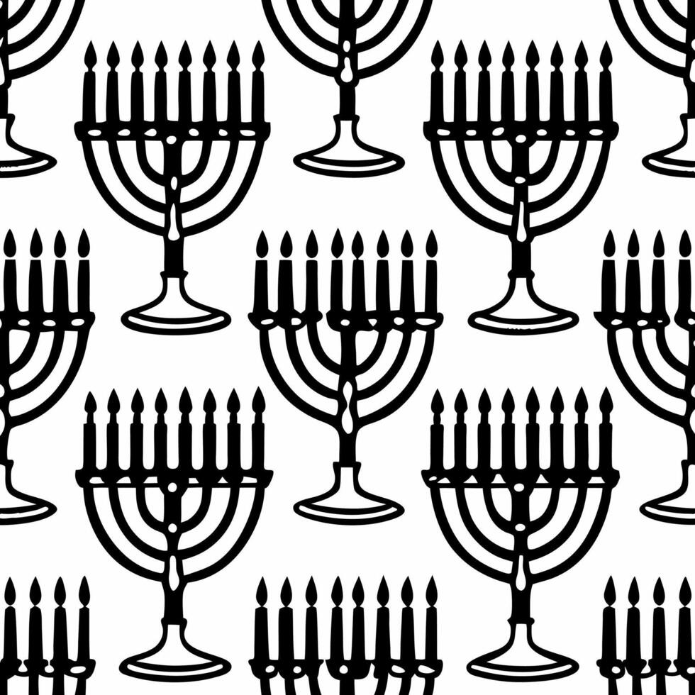 Watercolor Hanukkah menorah tiles with natural fiber accents seamless design concept as A seamless tile pattern featuring watercolor menorahs with natural fiber accents symbolizing Squre vector