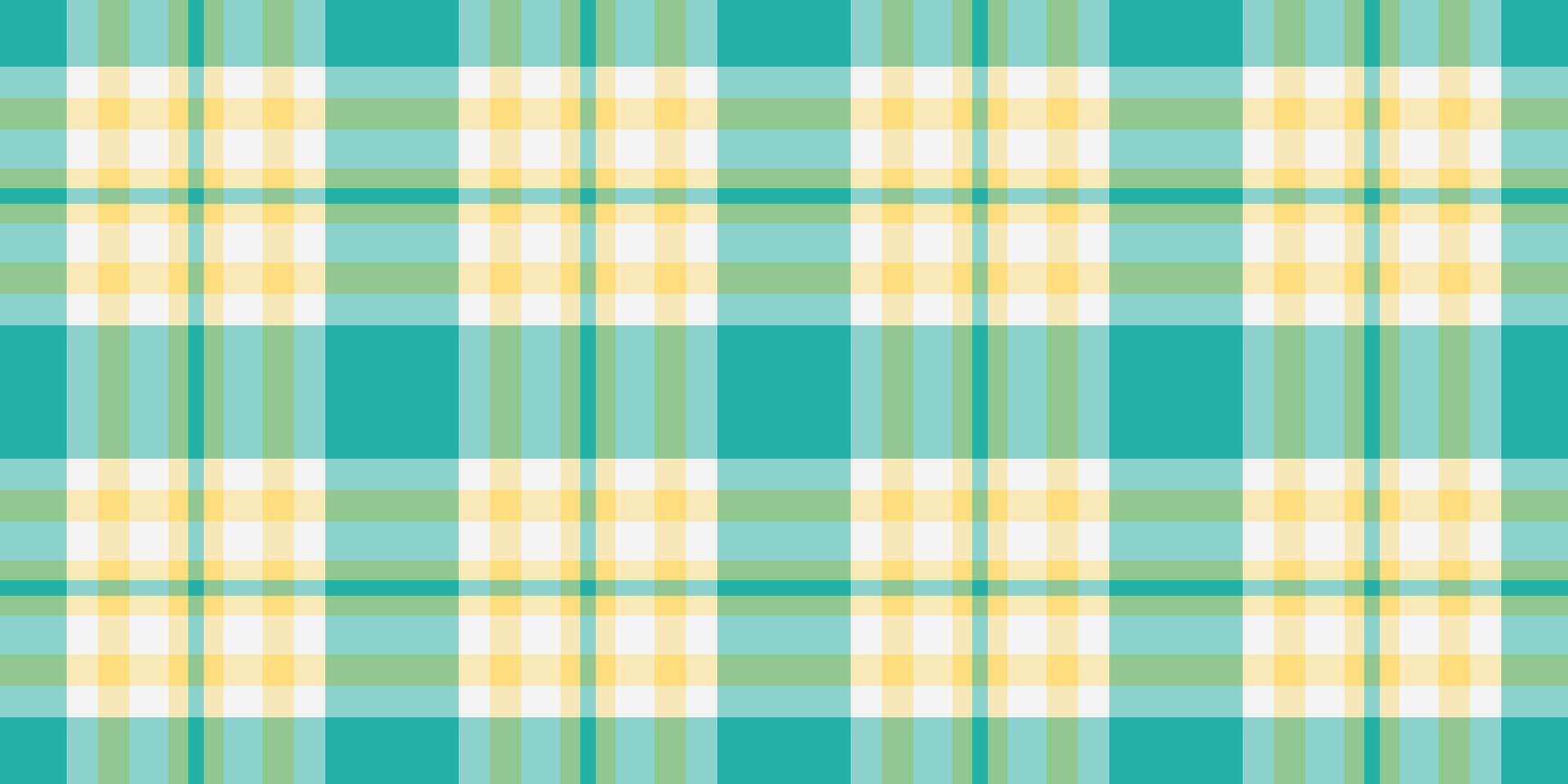Vibrant teal and pale yellow plaid pattern. Perfect for textile design, website backgrounds, or crafting projects. A cheerful, seamless texture ideal for adding a touch of summery style. vector