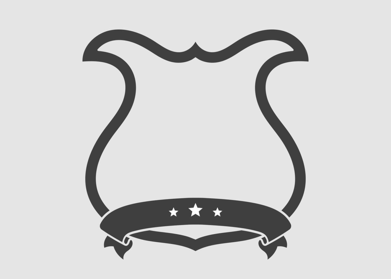 Shield with ribbon and stars symbol. Heraldic design element blank with empty space. vector