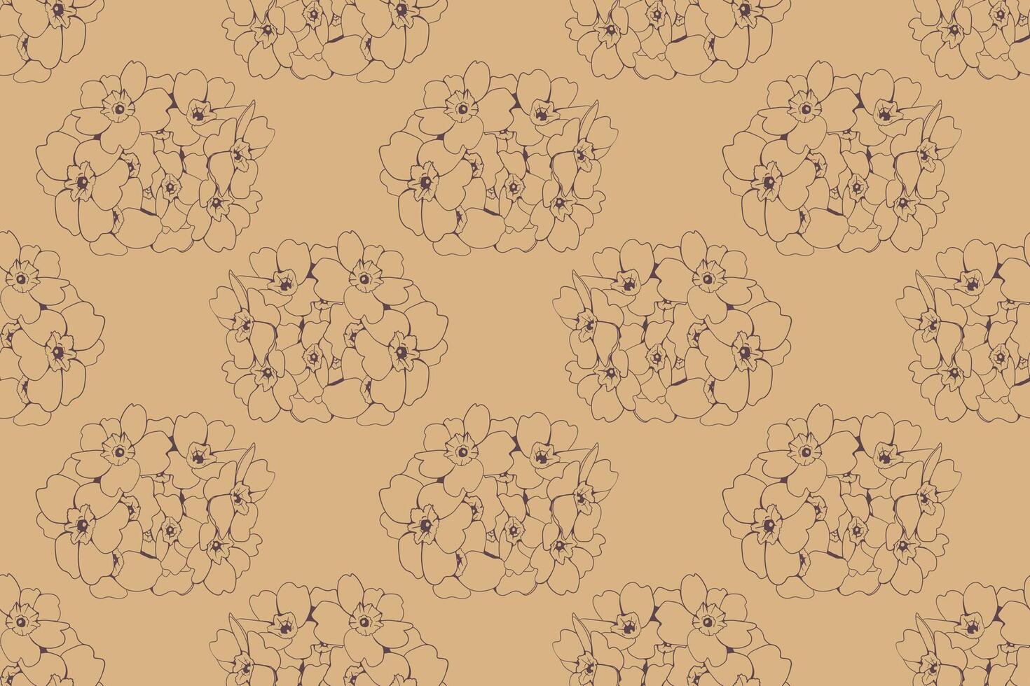 Elegant floral pattern in sepia tones. A repeating design featuring clusters of delicately drawn flowers. Perfect for textile prints, wallpaper, packaging, or website backgrounds. vector