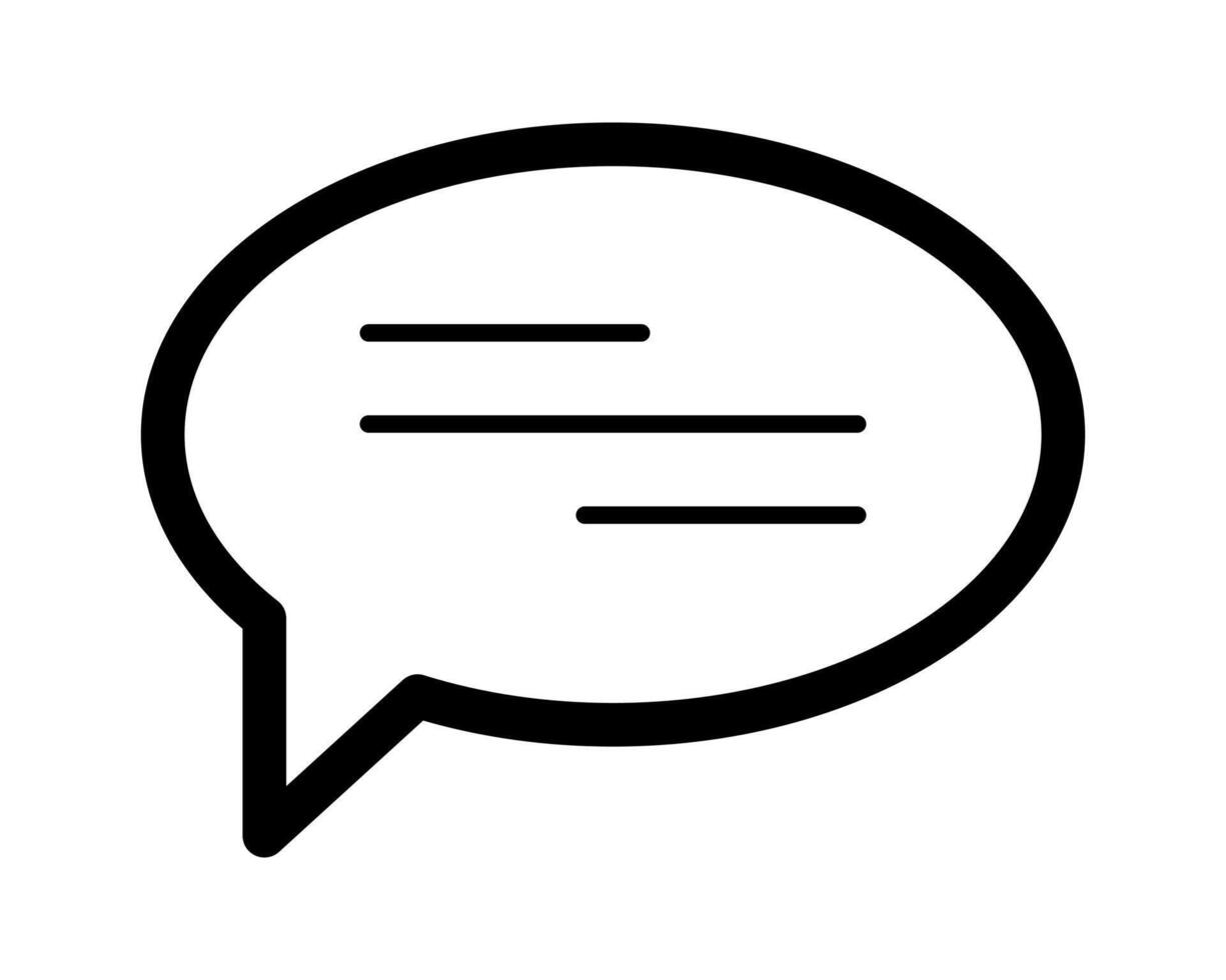 Bold speech bubble icon with text lines. Perfect for websites, apps, and presentations needing a clean, modern communication symbol. vector