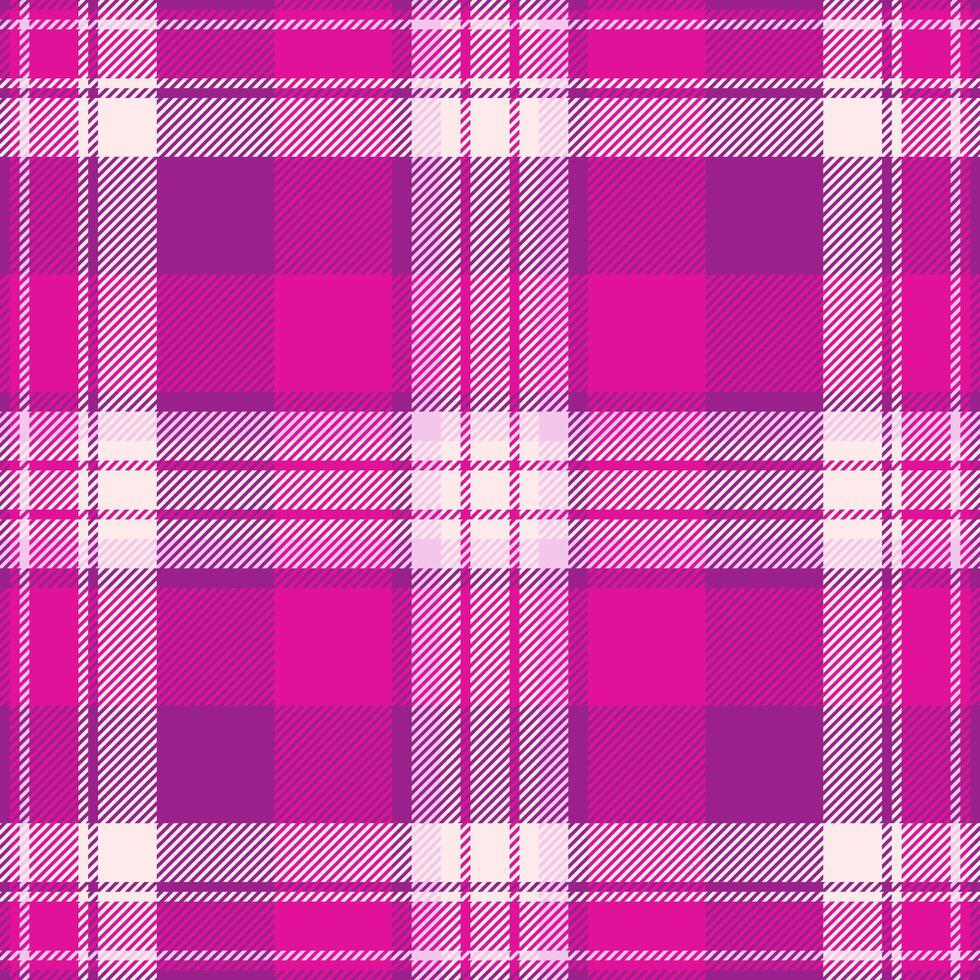 Vibrant pink and purple plaid pattern, perfect for textile design, fashion, or web backgrounds. This seamless texture offers a bold, modern aesthetic, ideal for creating eyecatching visuals. vector