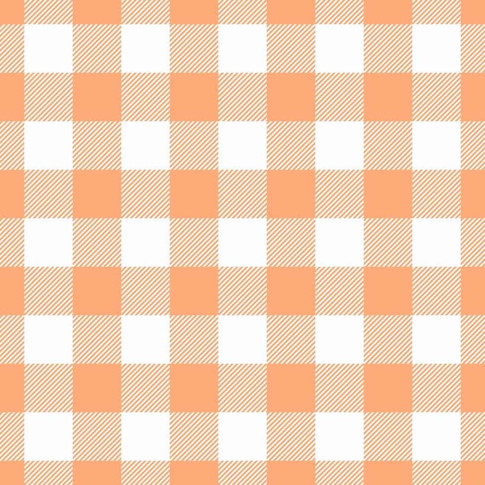 Horizon plaid textile pattern, difficult tartan texture. Repeating check seamless background fabric in orange and white colors. vector