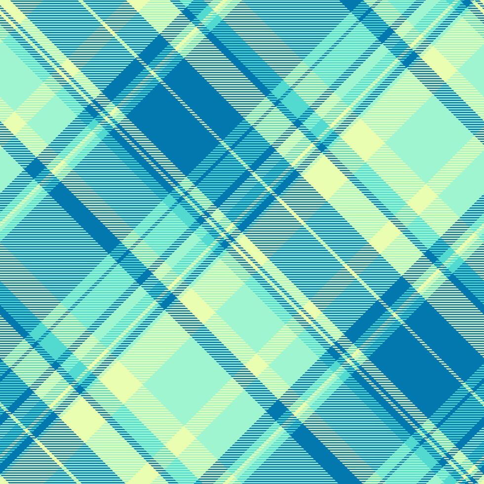 Vibrant diagonal plaid pattern in pastel blue and yellow tones. Perfect for textile design, website backgrounds, or fashion projects. vector