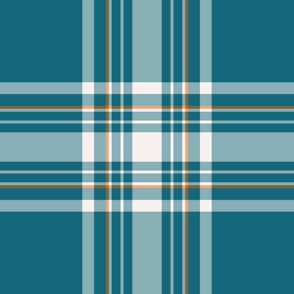 Elegant teal, white, and orange plaid pattern. Perfect for textile design, website backgrounds, or fashion illustrations. This classic check design evokes feelings of warmth and sophistication. vector