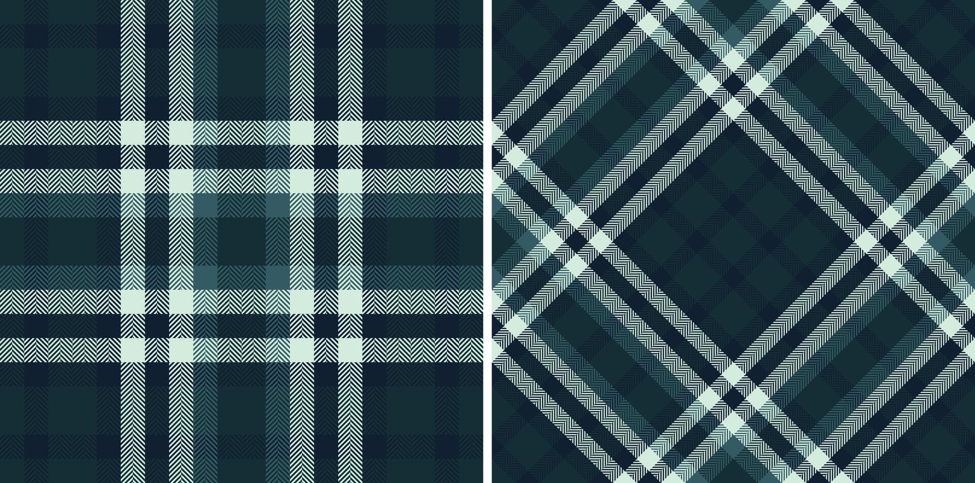 background textile of seamless plaid pattern with a tartan check texture fabric. Set in sea colors. Fashion outfits for women. vector