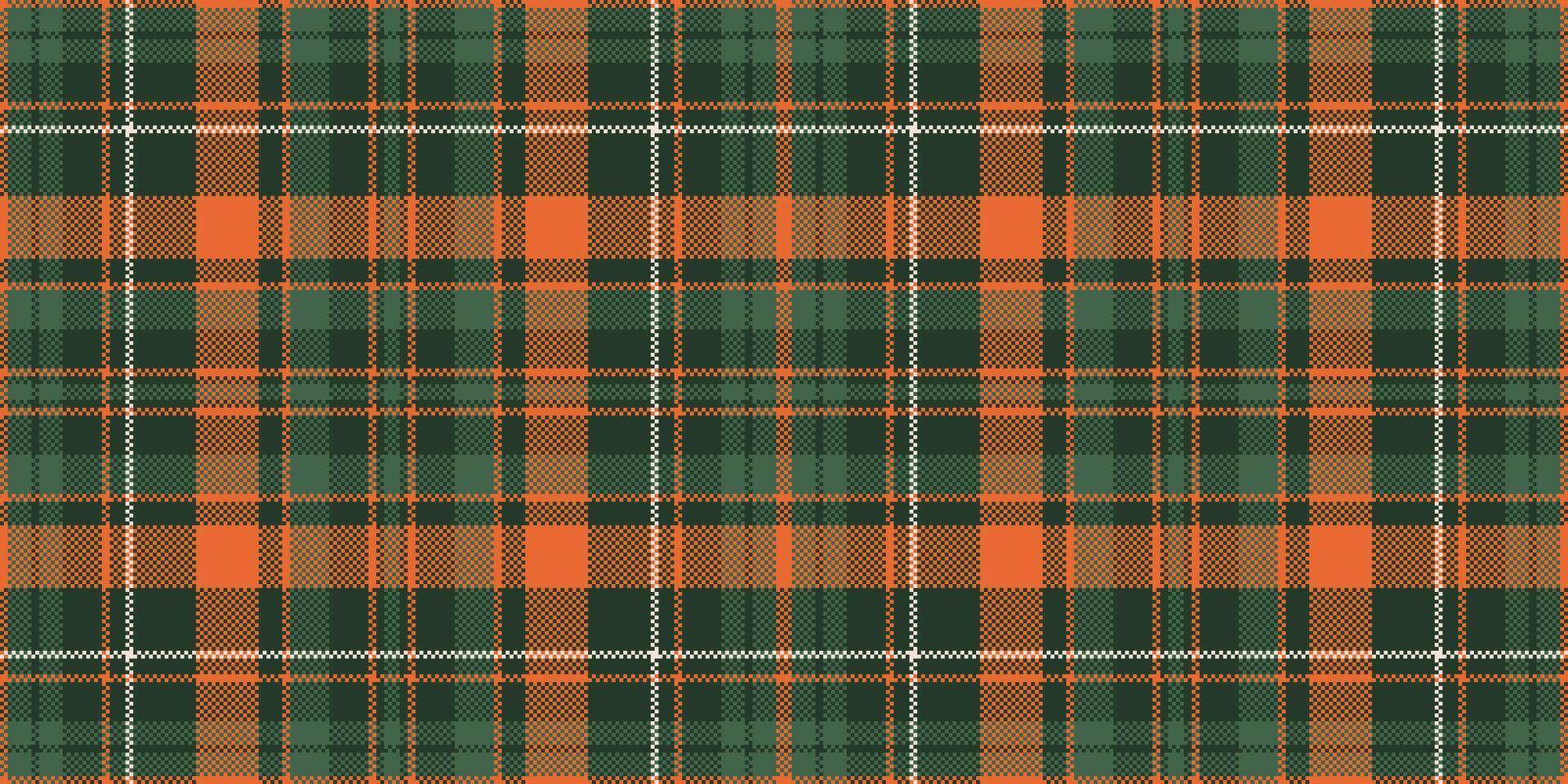 Vibrant orange and deep green plaid pattern. Perfect for autumnal designs, textile prints, or website backgrounds. Seamless repeat tileable texture offers versatile design possibilities. vector