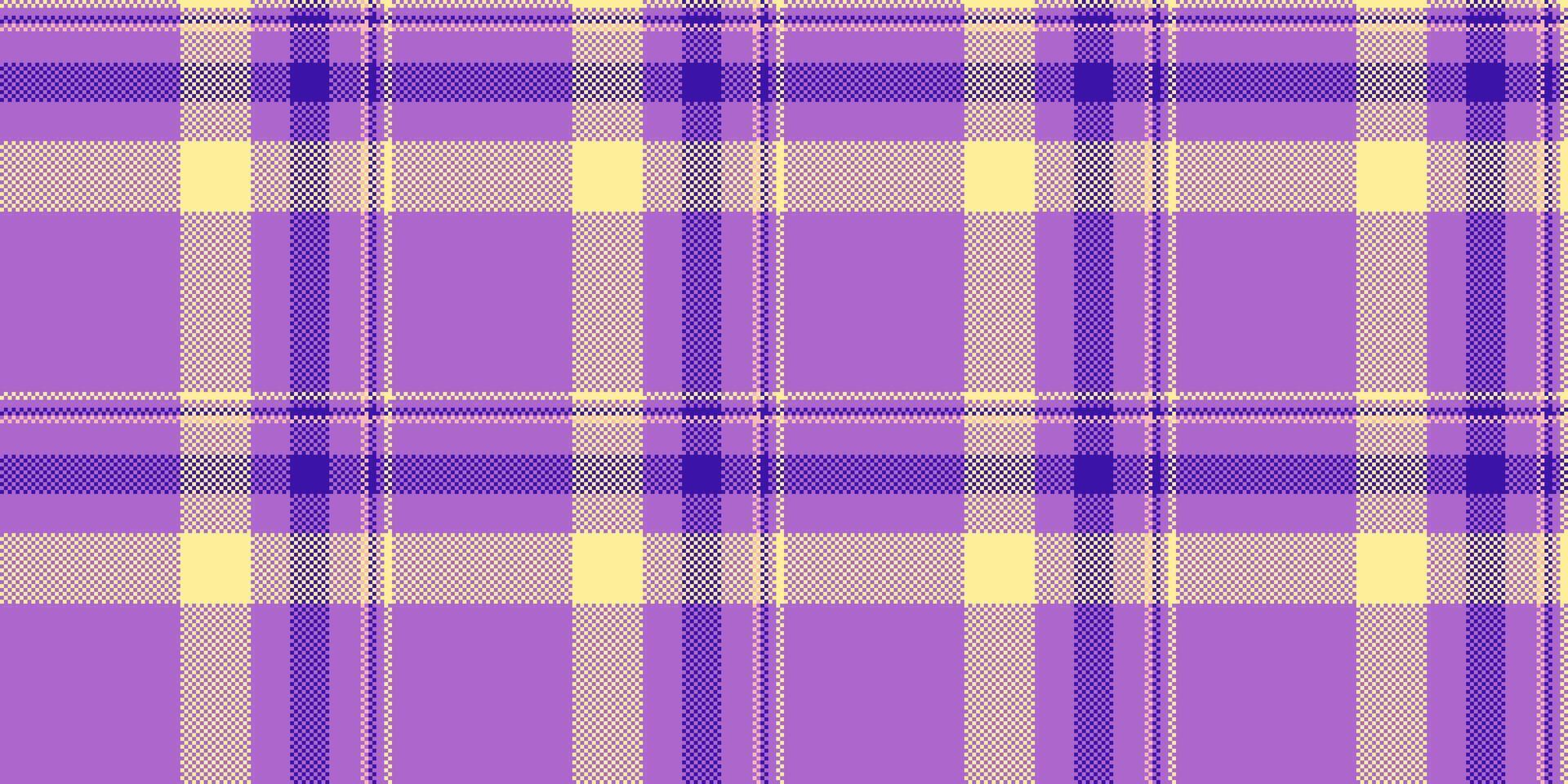 Vibrant purple and pale yellow plaid pattern. Perfect for textile design, fashion, websites, and scrapbooking projects. This cheerful, repeating texture evokes feelings of warmth and optimism. vector
