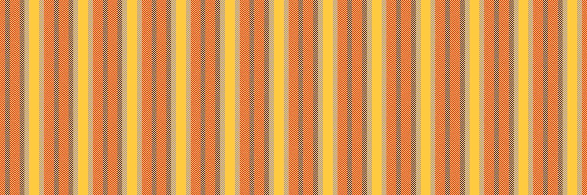 Canvas seamless background textile, doodle vertical fabric. Calm stripe texture lines pattern in amber and red colors. vector