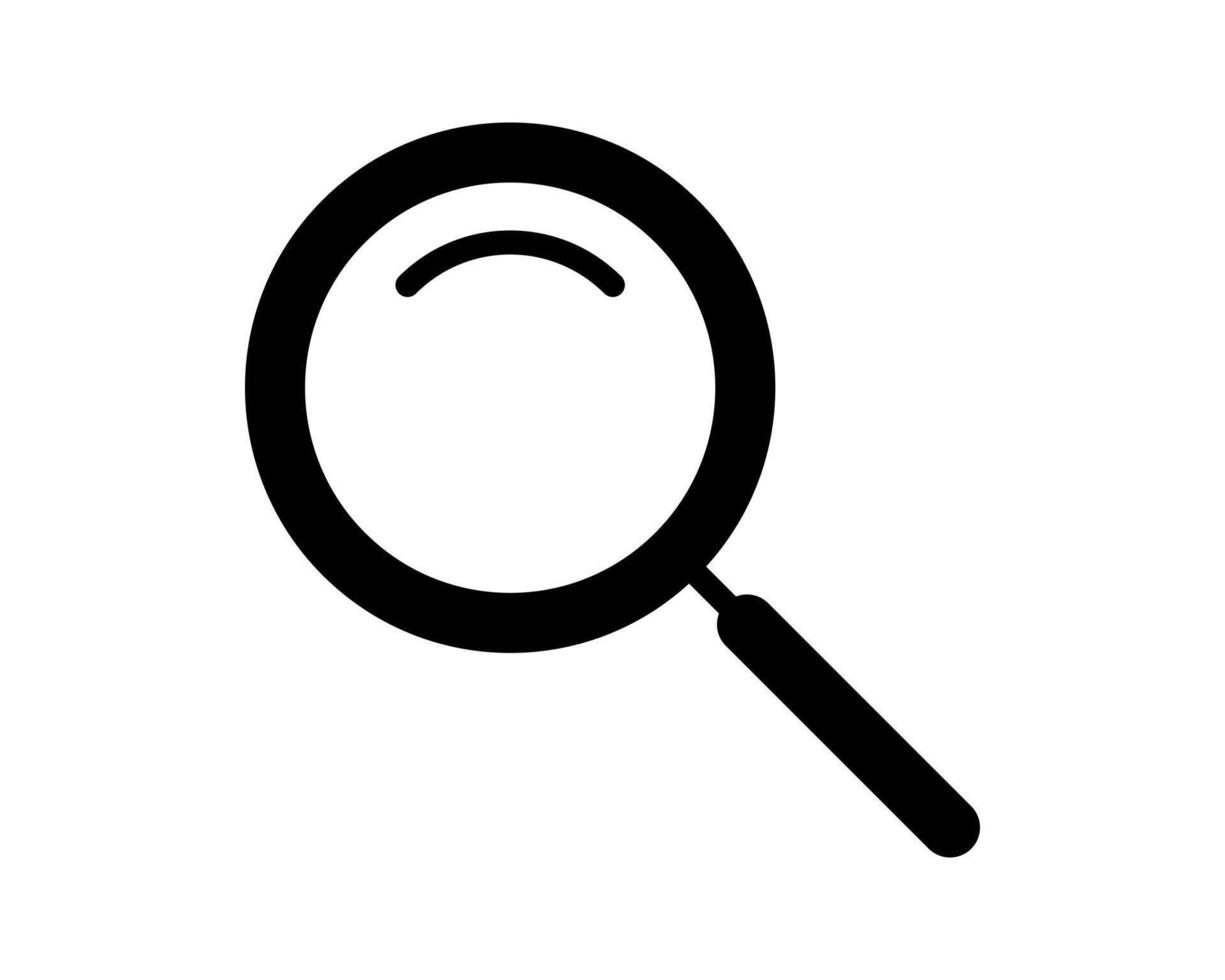 Bold black magnifying glass icon, perfect for websites, apps, and presentations. Clean, simple design conveys search, discovery, and investigation. vector