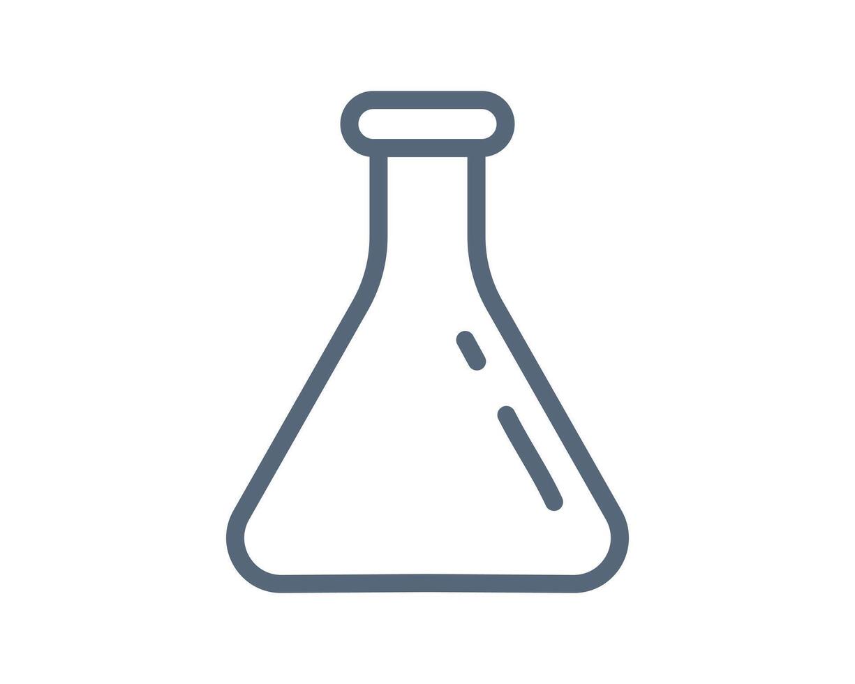 Simple, clean line art illustration of an Erlenmeyer flask. Ideal for science, education, chemistry, laboratory, experiment, research, and healthcare designs. vector