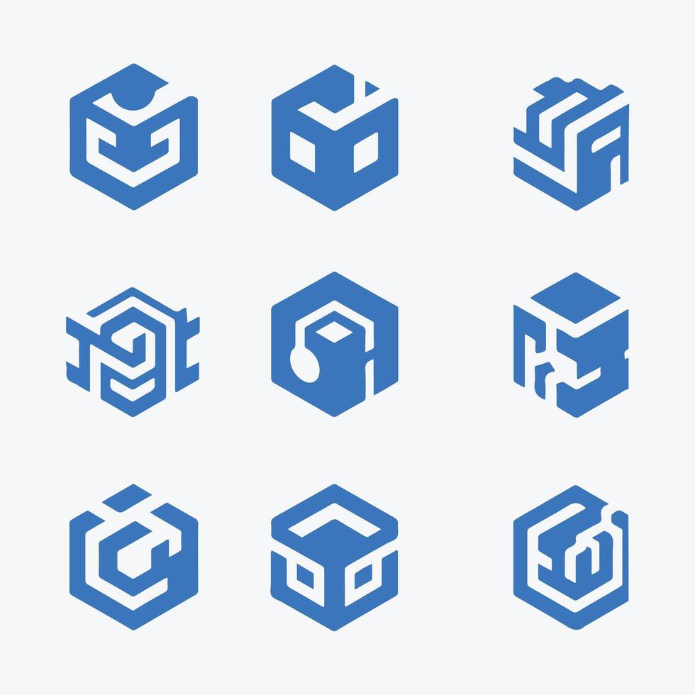 Cube X cel Cube collection logo vector