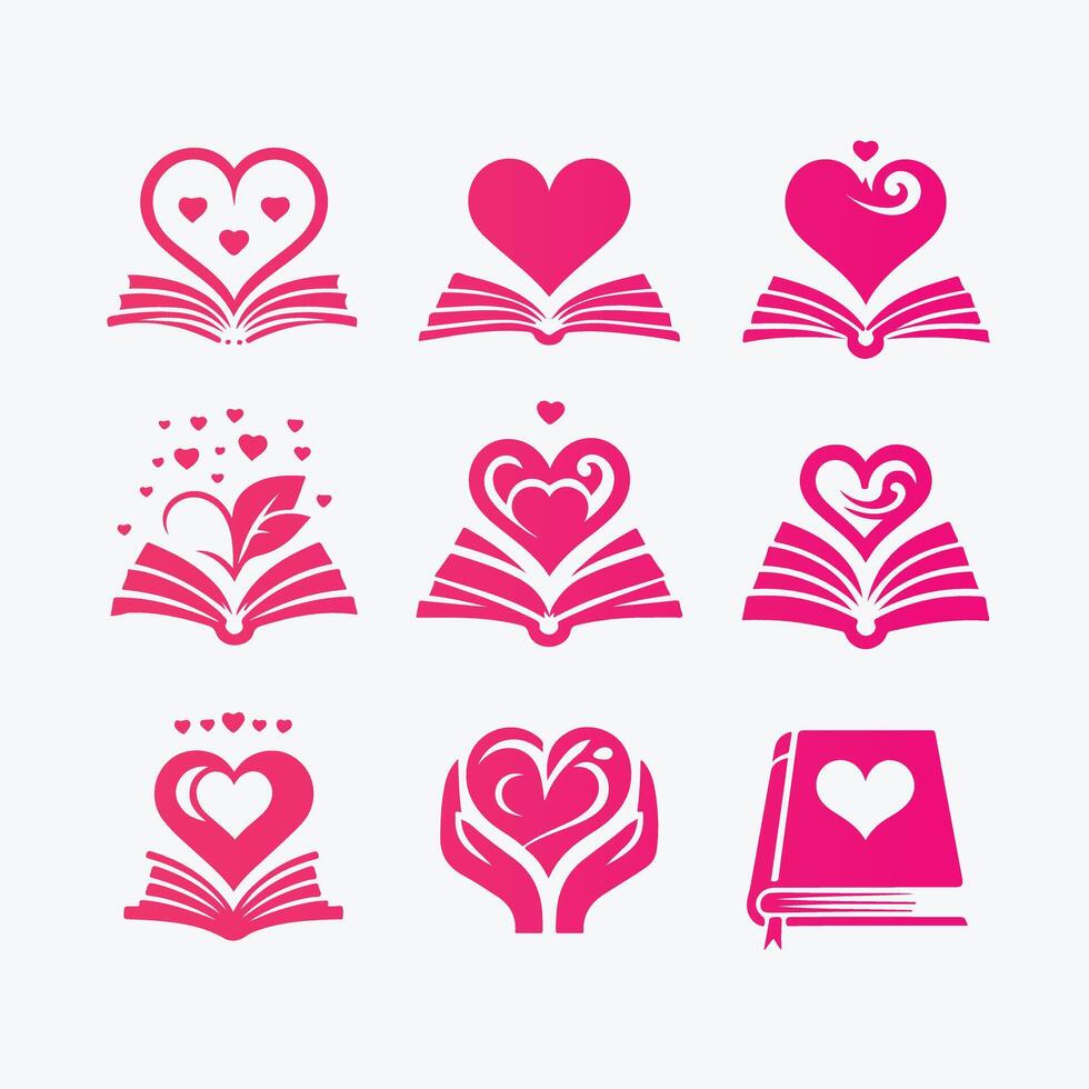 Heart book Journey collection logo vector