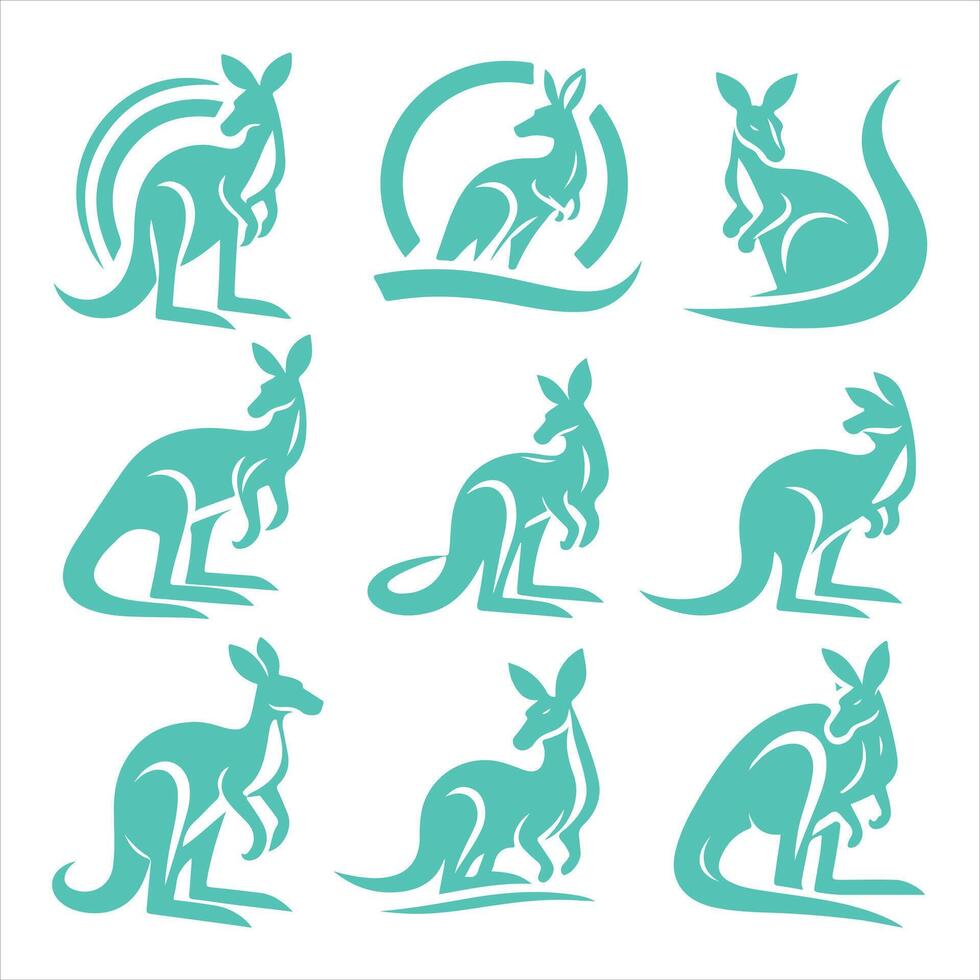 Kangaroo icons collection logo vector