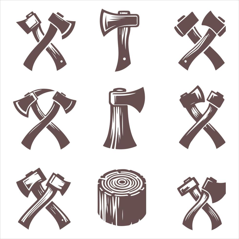 Wooden axes collection logo vector