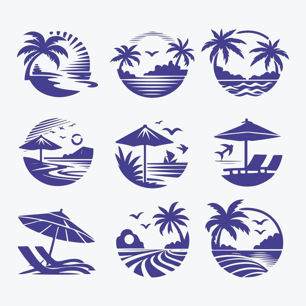 unique beach pool logo vector