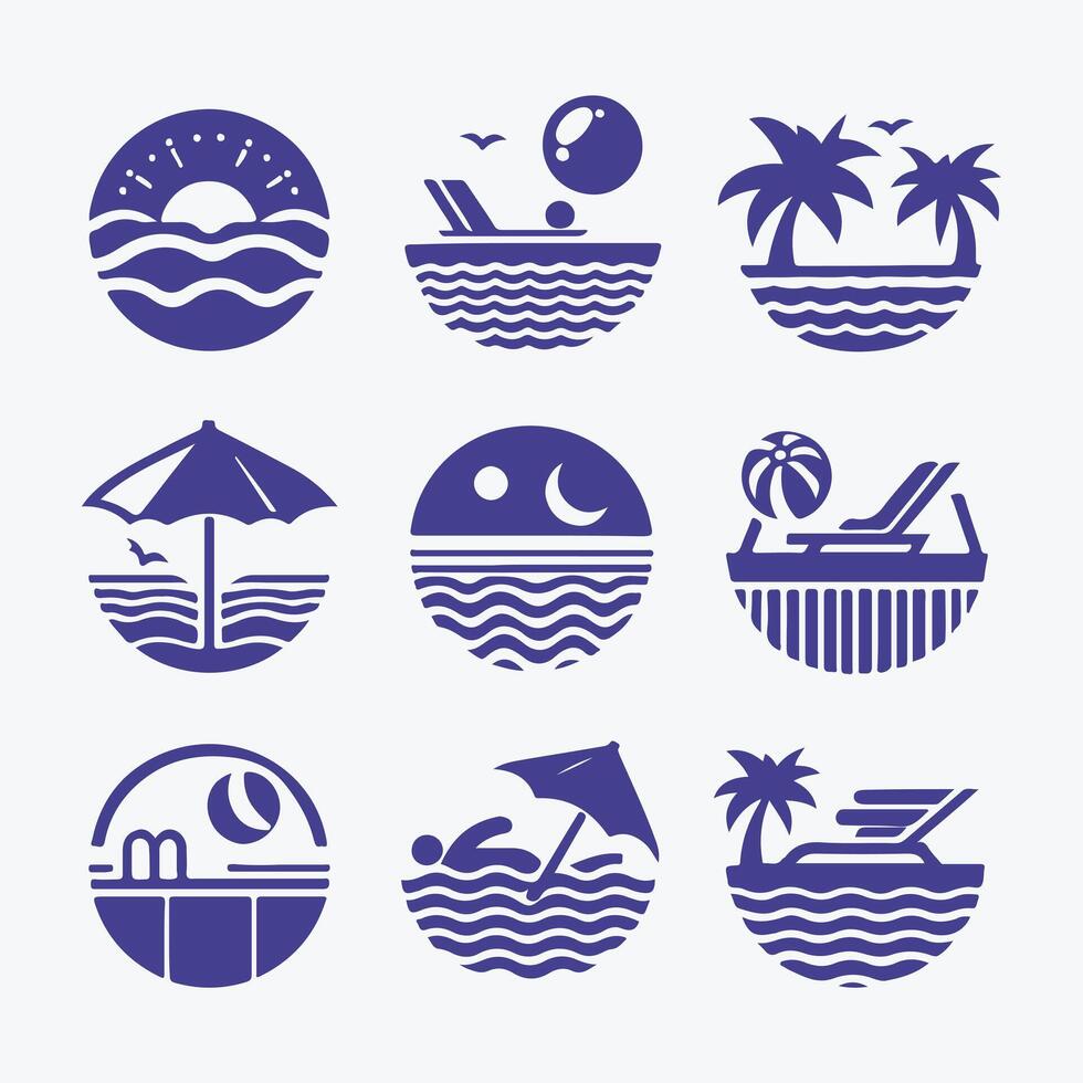 best beach pool logo vector