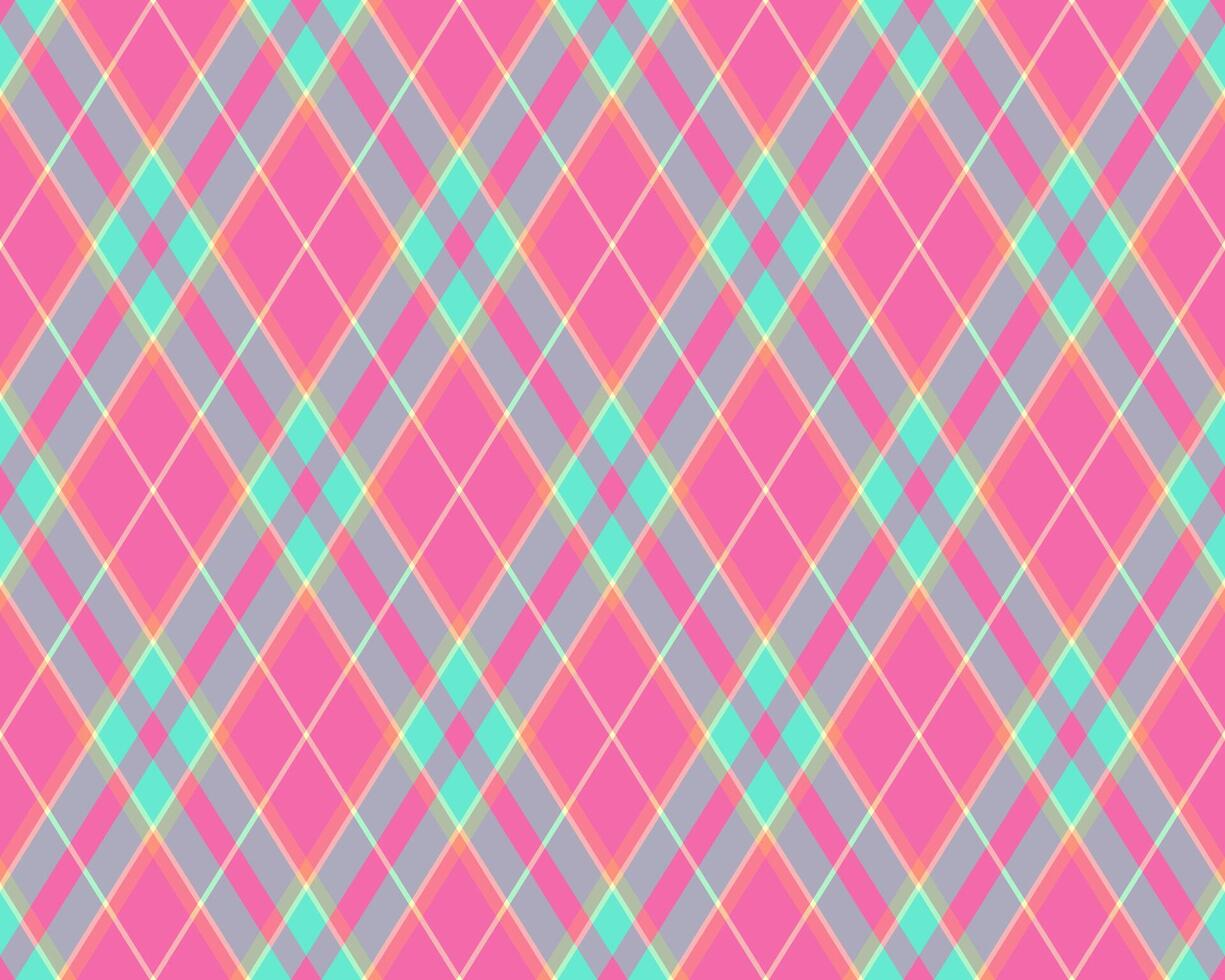 Vibrant pastel plaid pattern in pink, teal, and gray. Perfect for textile design, scrapbooking, website backgrounds, or fashion projects. A cheerful and modern geometric textile design. vector