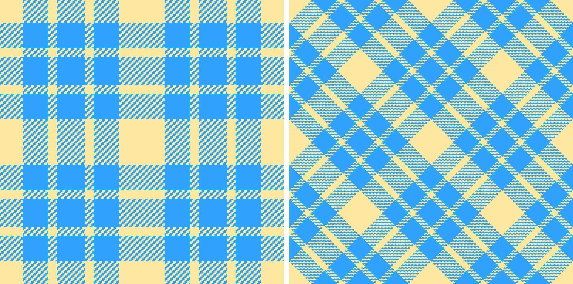 Vibrant pastel blue and yellow plaid patterns. Perfect for textile design, website backgrounds, or crafting projects. vector