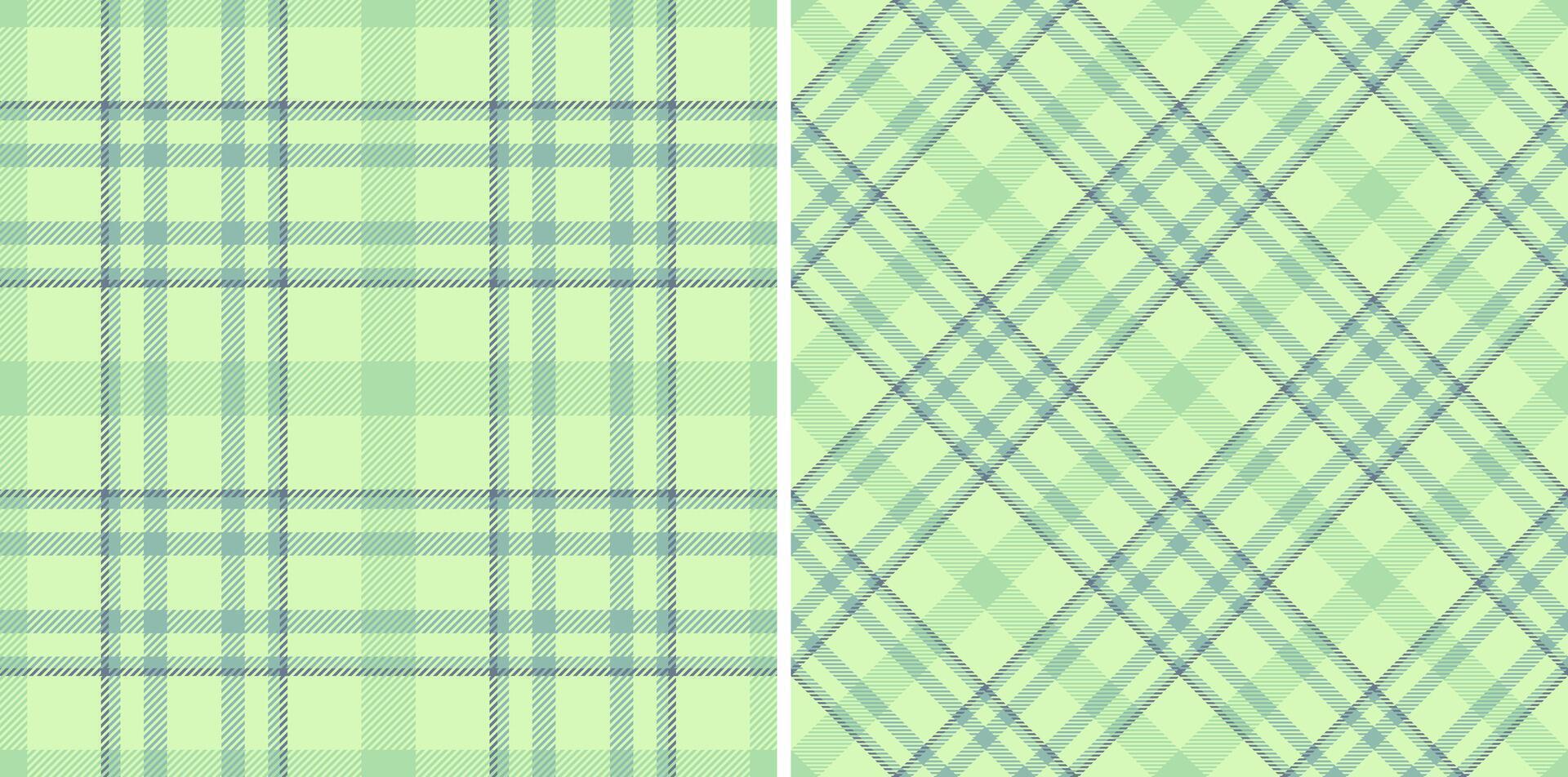 Pastel green plaid patterns, perfect for textile design, scrapbooking, or website backgrounds. Two distinct yet harmonious styles offer versatility. Seamless repeat for easy application. vector