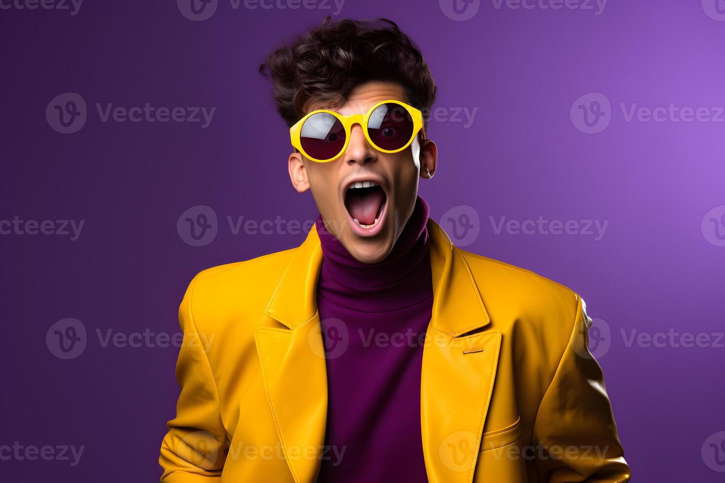 Vibrant Minimalist Studio Portrait of a Young Individual photo