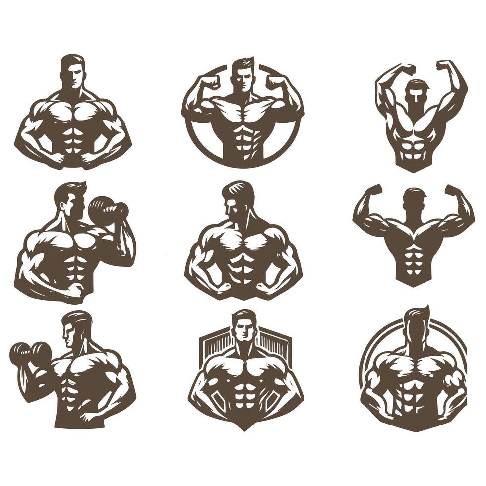 Herculean Muscular Man Collection Logo vector